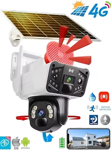 O-kam Pro-3915 4g 6mp Dual Lens Güneş Panelli Solar Sirenli Kamera